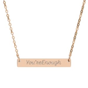 Engraved "You're Enough" Bar Necklace