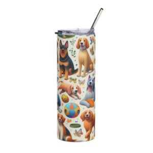20oz Stainless Steel Tumbler — Cute Dog Pattern Insulated Travel Cup